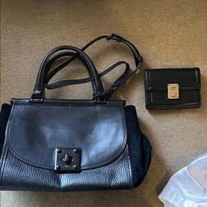 Coach Black Leather and Suede Satchel